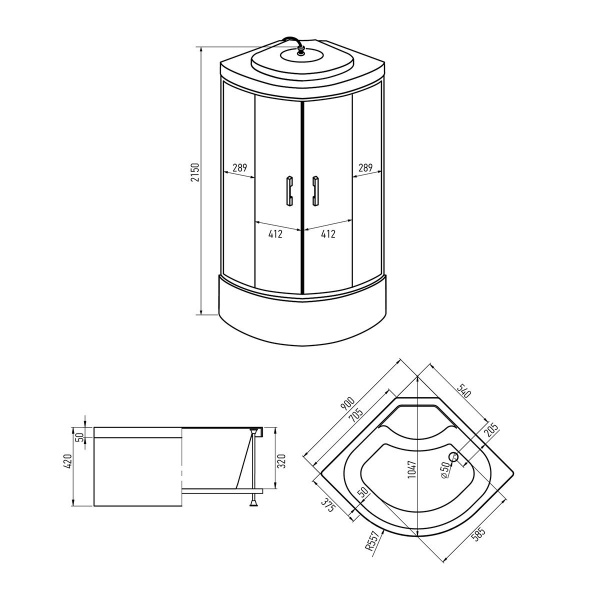 Душевая кабина Erlit  ER3509TP-C3-RUS 90x90 см.  Душевая кабина Erlit  ER3509TP-C3-RUS 90x90 см.