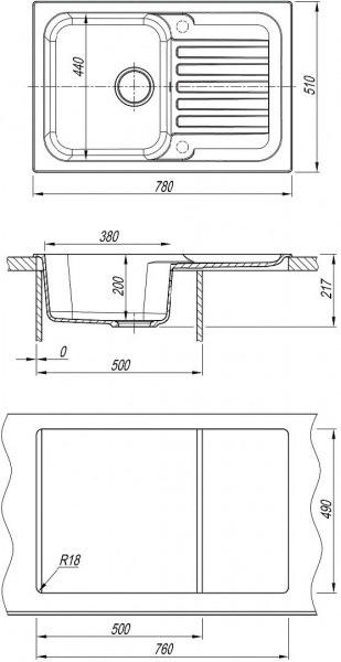 Мойка кухонная из литьевого мрамора Dr. Gans АДЕЛЬ 780 25.090.C0780.408 78*51 см. серый Мойка кухонная из литьевого мрамора Dr. Gans АДЕЛЬ 780 25.090.C0780.408 78*51 см. серый