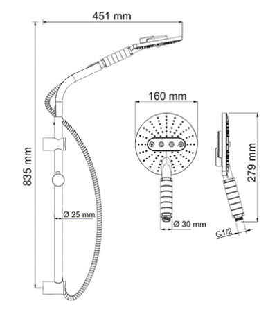 Гарнитур душевой WasserKRAFT  A044  