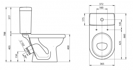 Унитаз-компакт Santeri ВИЗИТ 1.P405.3.S00.00B.F  
