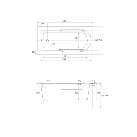 Ванна акриловая Cersanit SANTANA 63348 140x70 см. 