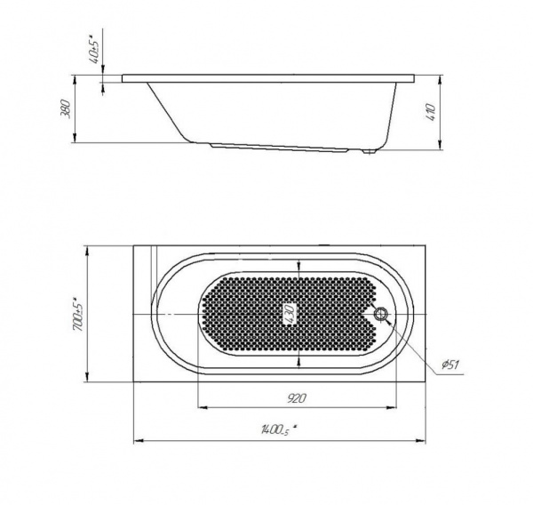 Ванна акриловая 1Marka DARINA 01дар1470 140x70 см.  Ванна акриловая 1Marka DARINA 01дар1470 140x70 см.