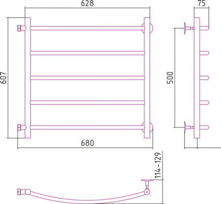 Полотенцесушитель водяной Стилье ВЕРСИЯ-Б2  00612-5060 500х600 