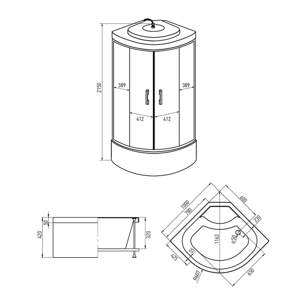 Душевая кабина Erlit  ER3510TP-C3-RUS 100x100 см.  Душевая кабина Erlit  ER3510TP-C3-RUS 100x100 см.