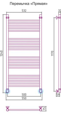 Полотенцесушитель водяной Сунержа БОГЕМА+ 00-0220-1250 1200х500 