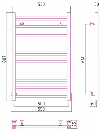 Полотенцесушитель водяной Сунержа МОДУС 00-0250-8050 800х500 