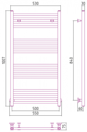 Полотенцесушитель водяной Сунержа МОДУС 00-0250-1050 1000х500 
