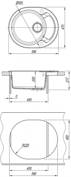 Мойка кухонная из литьевого мрамора Dr. Gans БЕРТА 580 25.040.B0580.408 58*47 см. серый