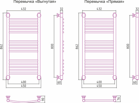 Полотенцесушитель водяной Сунержа БОГЕМА+ 00-0221-8040 800х400 