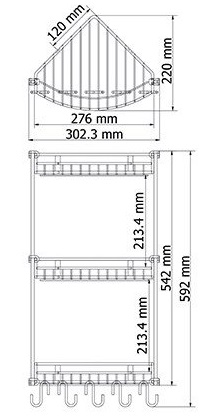 Полка угловая WasserKRAFT  K-1233   Полка угловая WasserKRAFT  K-1233