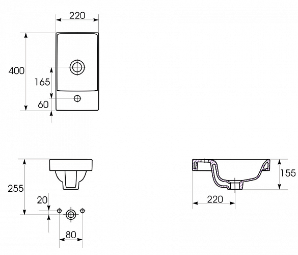 Раковина Cersanit MODUO S-UM-MOD40/1 40  Раковина Cersanit MODUO S-UM-MOD40/1 40