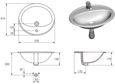 Раковина Cersanit CALLA S-UM-Cl/1-w 54 
