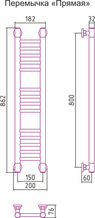 Полотенцесушитель водяной Сунержа БОГЕМА+ 00-0220-8015 800х150 