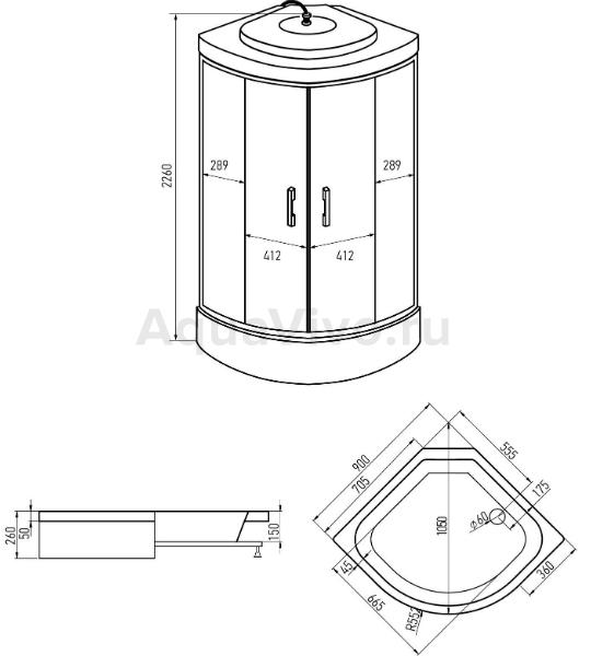 Душевая кабина Erlit  ER350926-С4-RUS 90x90 см.  Душевая кабина Erlit  ER350926-С4-RUS 90x90 см.