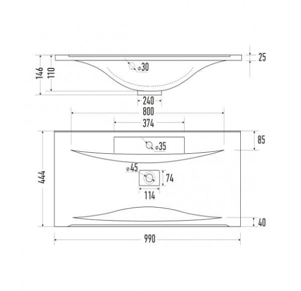 Тумба под раковину навесная Mirsant NEXT  100 см. 