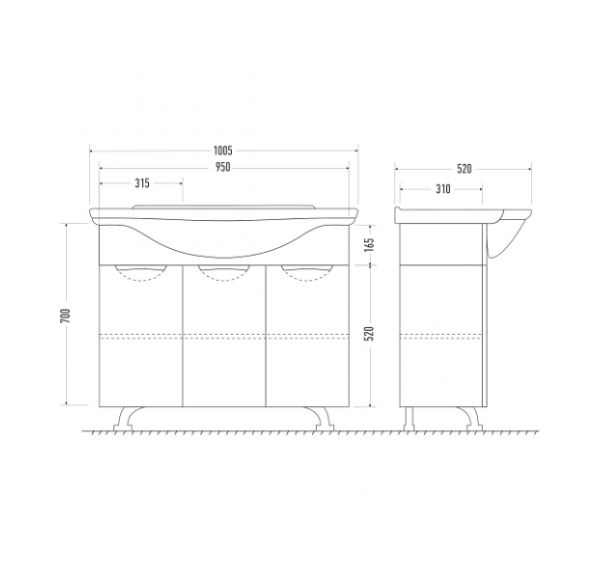 Тумба под раковину Mirsant КАМИЛЛА  100 см. 