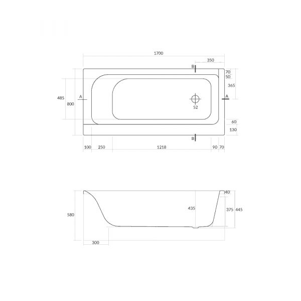 Ванна акриловая Cersanit SMART 63350 170x80 см. правая  Ванна акриловая Cersanit SMART 63350 170x80 см. правая