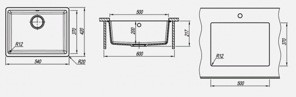 Мойка кухонная керамогранитная Florentina ВЕГА 500 22.320.D0500.104 54*42 см. бежевый