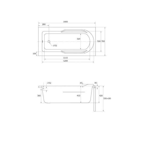 Ванна акриловая Cersanit SANTANA 63348 140x70 см.  Ванна акриловая Cersanit SANTANA 63348 140x70 см.