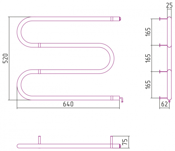Полотенцесушитель электрический Стилье №03 M-образный 00503-5060 500х600 