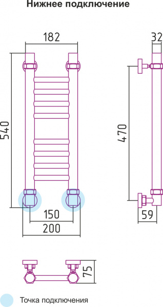 Полотенцесушитель водяной Сунержа БОГЕМА+ 00-0220-5015 500х150 