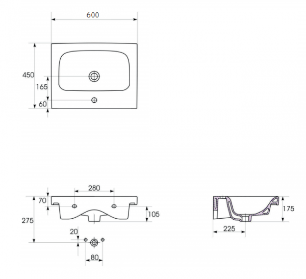Раковина Cersanit MODUO S-UM-MOD60/1 60  Раковина Cersanit MODUO S-UM-MOD60/1 60
