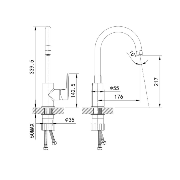 Смеситель IDDIS CUBA CUBWTFJi05 для кухонной мойки 