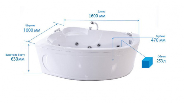 Ванна акриловая Triton НИКОЛЬ  160x100 см. левая 