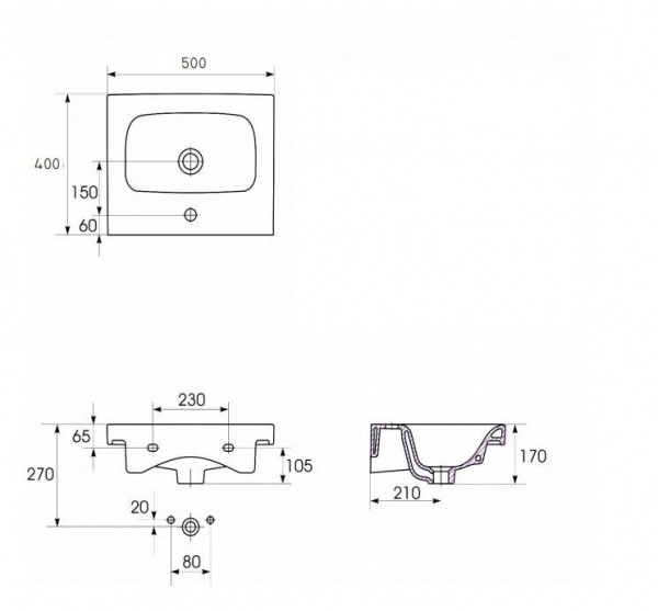 Раковина Cersanit MODUO S-UM-MOD50/1 50  Раковина Cersanit MODUO S-UM-MOD50/1 50