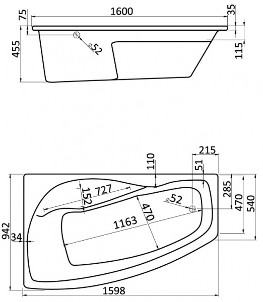 Ванна акриловая Santek МАЙОРКА XL 1.WH11.1.991 160x95 см. левая 