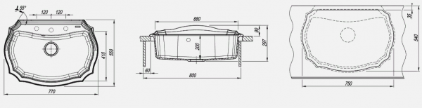 Мойка кухонная керамогранитная Florentina ЭМИЛИЯ 770 20.360.E770.104 77*55 см. бежевый